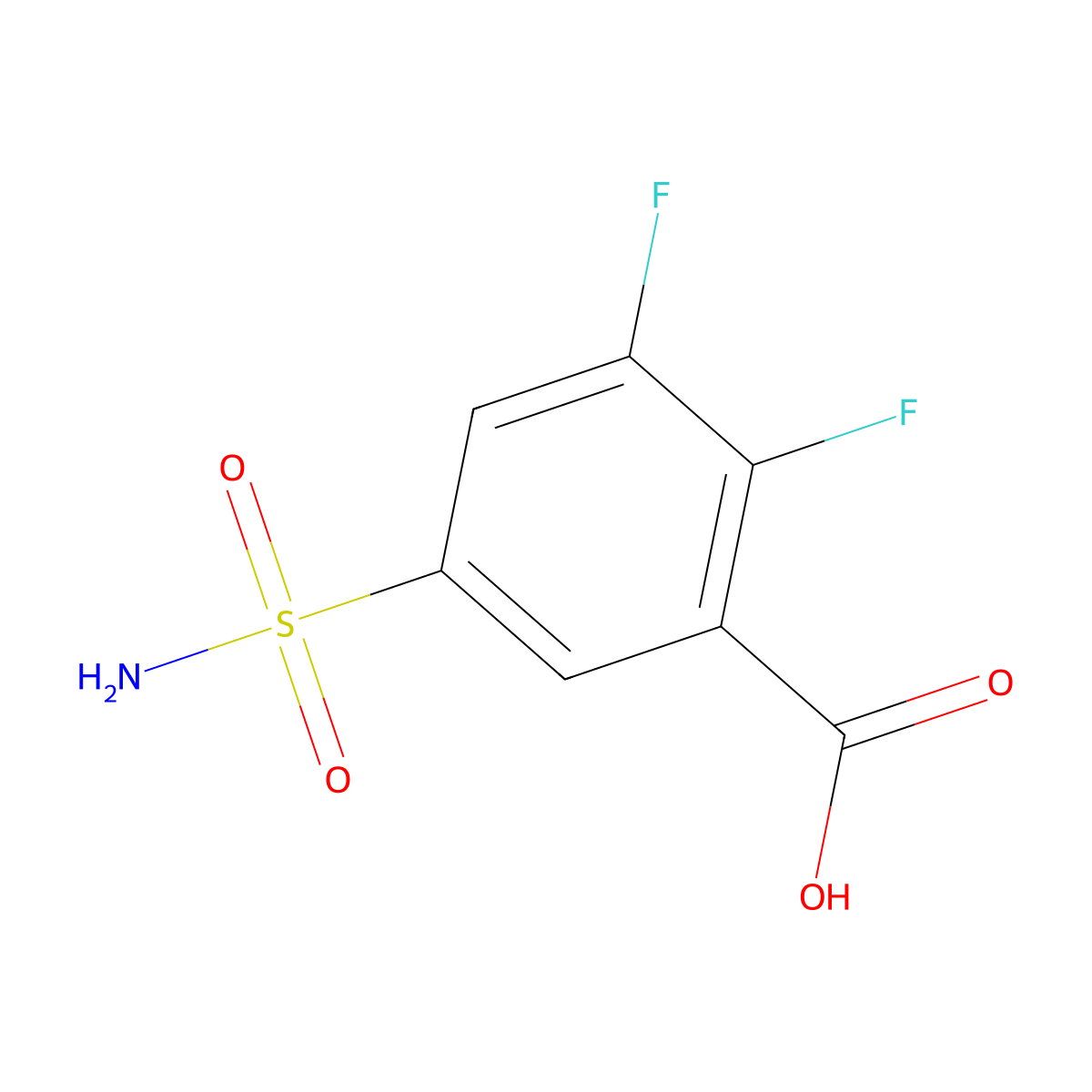 2,3-Difluoro-5-sulfamoylbenzoic acid molecular structure, CAS 716361-75-0