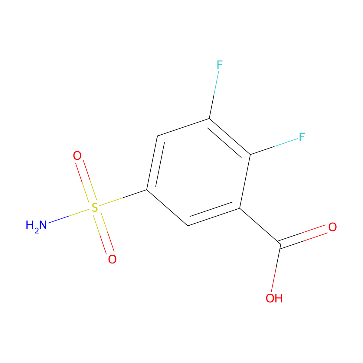 2,3-Difluoro-5-sulfamoylbenzoic acid molecular structure, CAS 716361-75-0