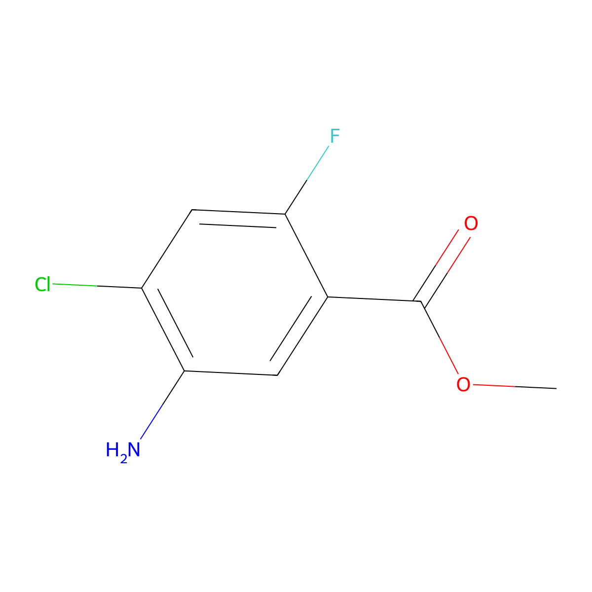 Methyl 5-amino-4-chloro-2-fluorobenzoate molecular structure, CAS 716362-14-0