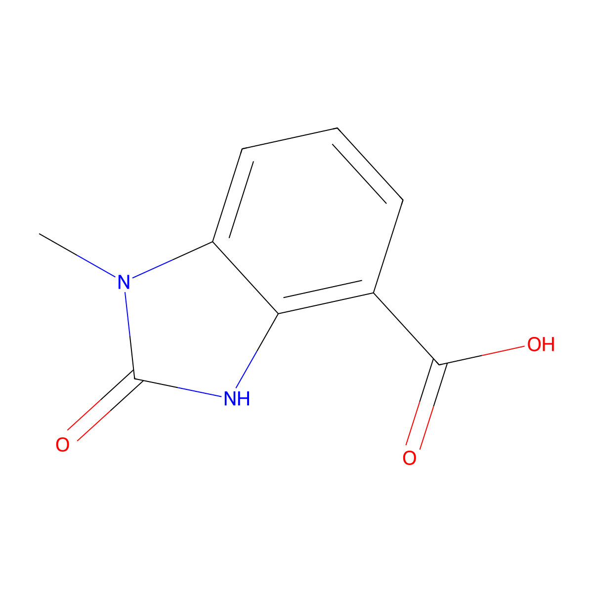 1-methyl-2-oxo-2,3-dihydro-1H-1,3-benzodiazole-4-carboxylic acid molecular structure, CAS 716362-24-2