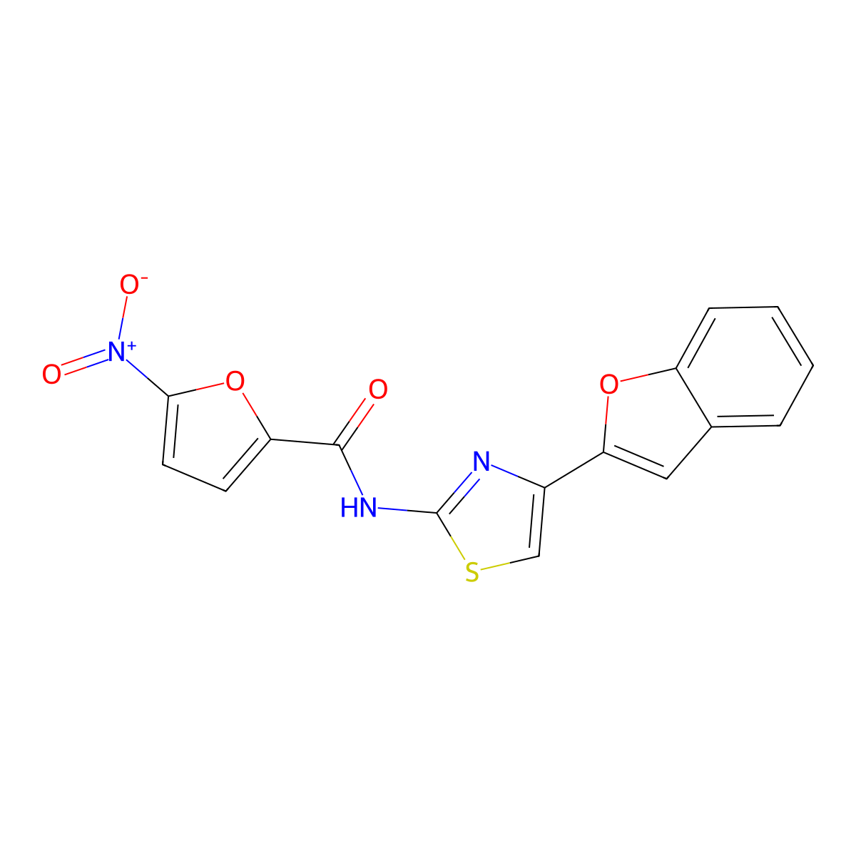 N-[4-(1-benzofuran-2-yl)-1,3-thiazol-2-yl]-5-nitrofuran-2-carboxamide molecular structure, CAS 716365-57-0