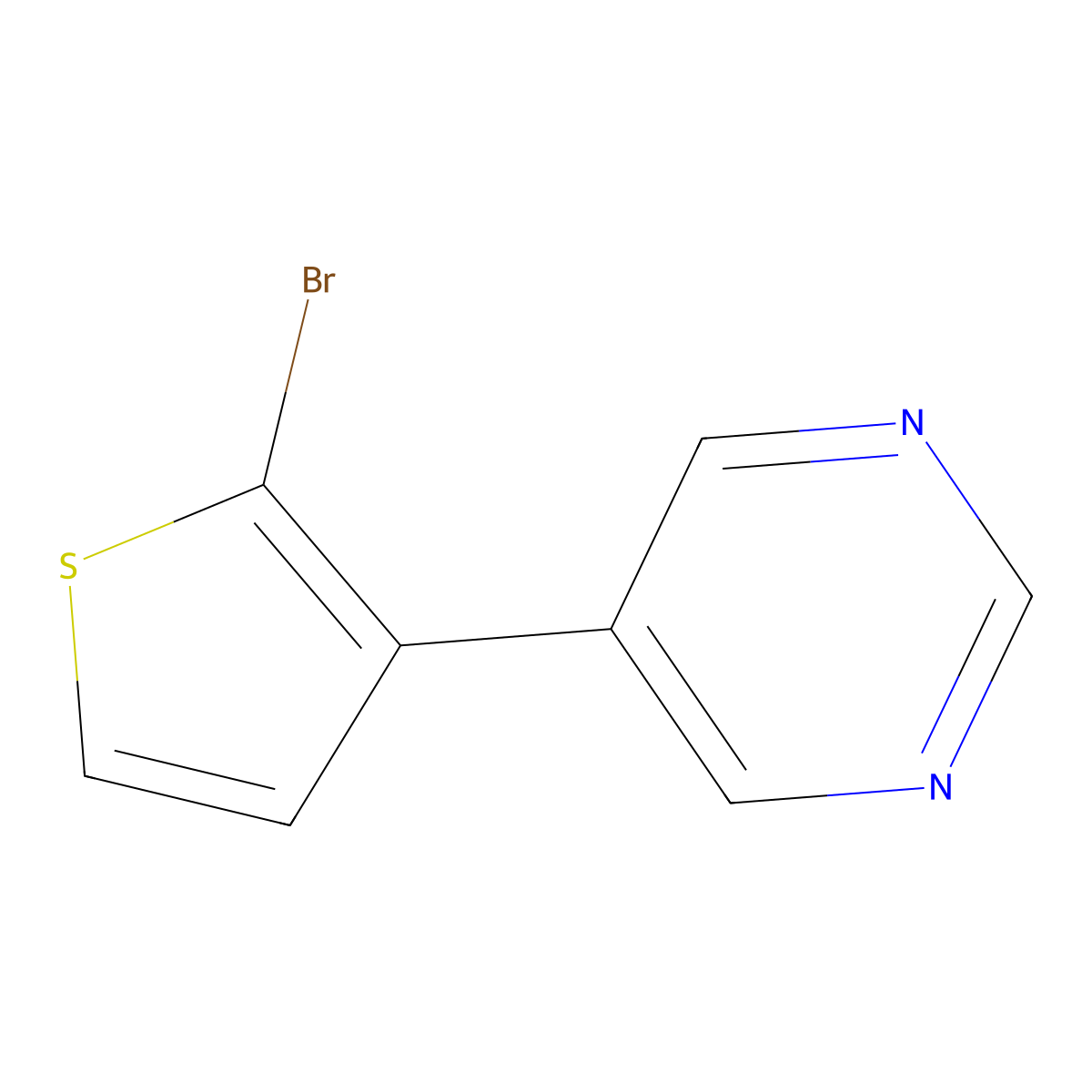 2-Bromo-3-(5-pyrimidyl)thiophene molecular structure, CAS 71637-40-6