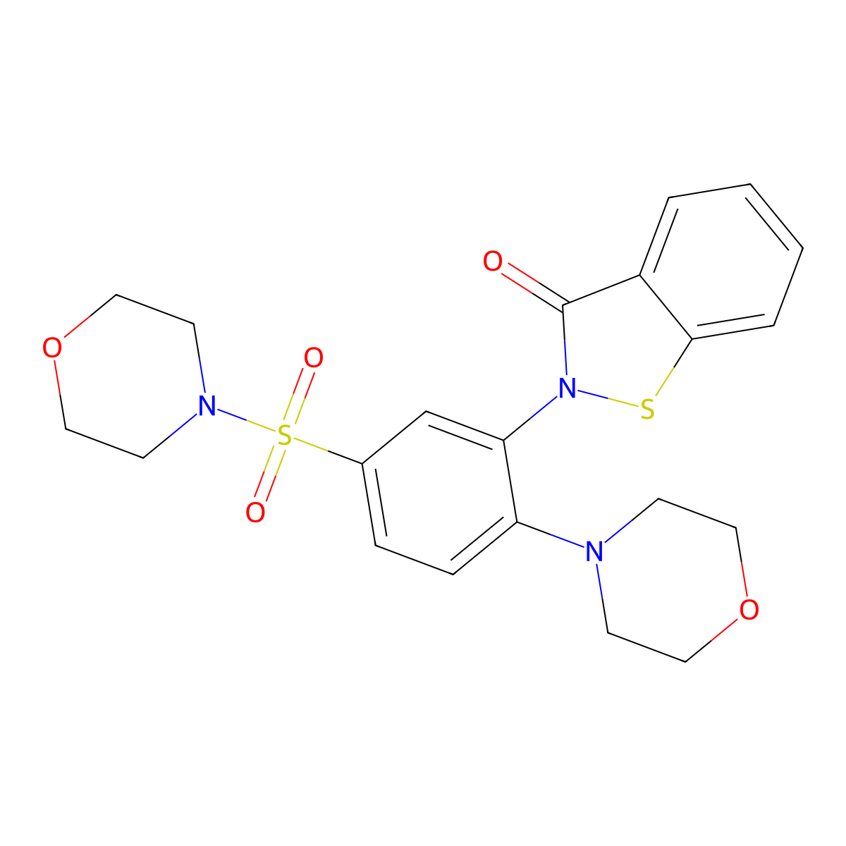 2-[2-(Morpholin-4-yl)-5-(morpholine-4-sulfonyl)phenyl]-2,3-dihydro-1,2-benzothiazol-3-one molecular structure, CAS 716372-89-3
