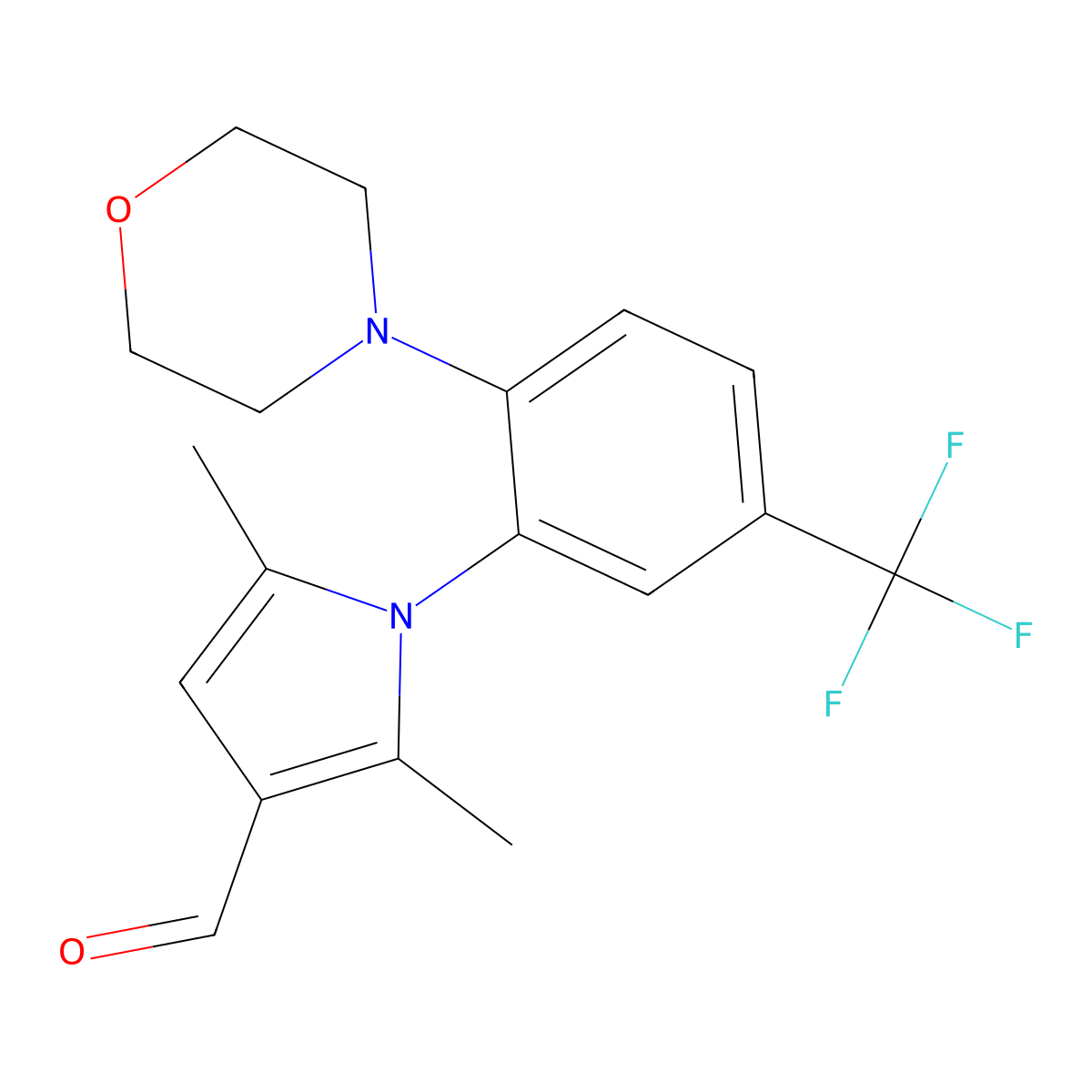 2,5-dimethyl-1-[2-(morpholin-4-yl)-5-(trifluoromethyl)phenyl]-1H-pyrrole-3-carbaldehyde molecular structure, CAS 716373-25-0