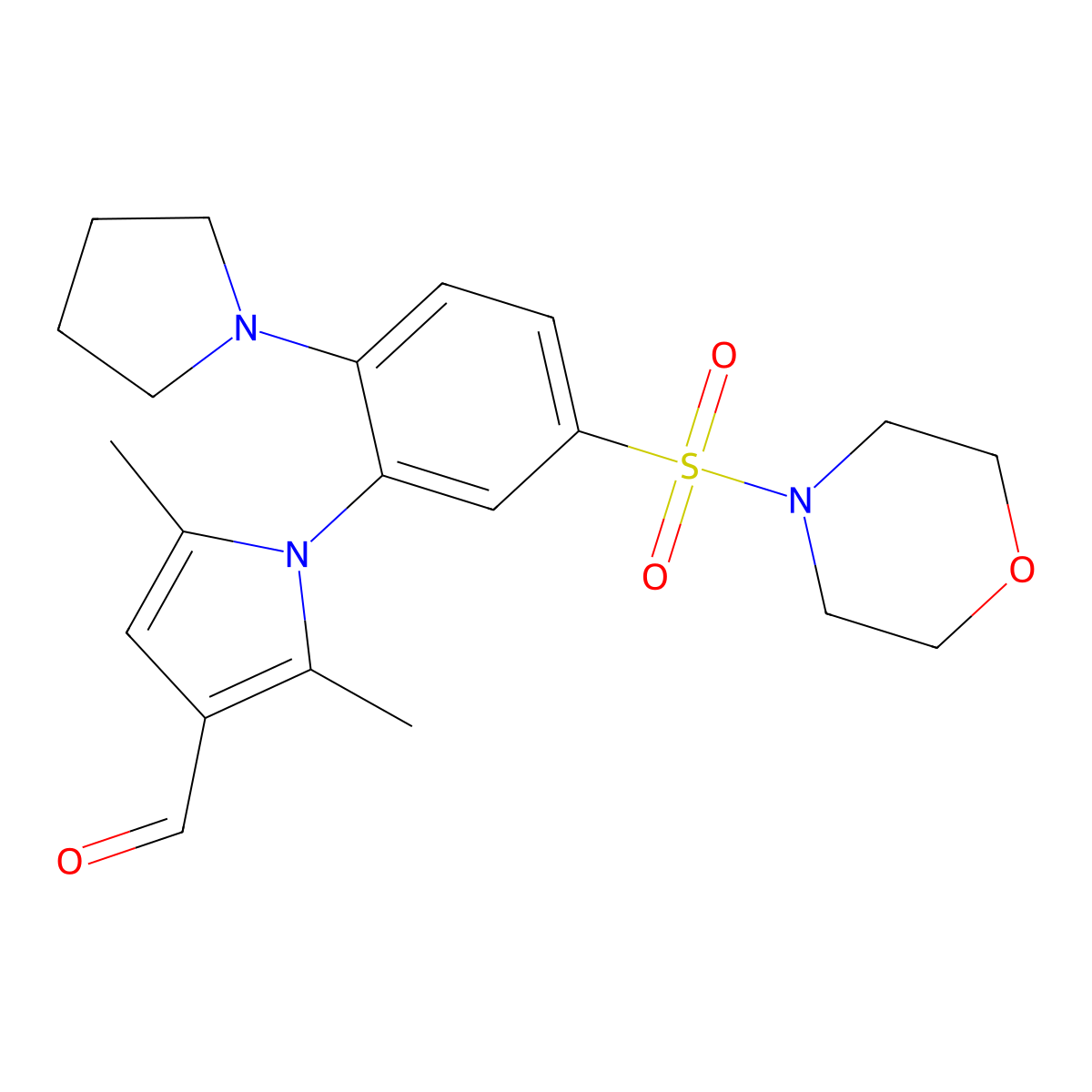 2,5-dimethyl-1-[5-(morpholine-4-sulfonyl)-2-(pyrrolidin-1-yl)phenyl]-1H-pyrrole-3-carbaldehyde molecular structure, CAS 716373-76-1