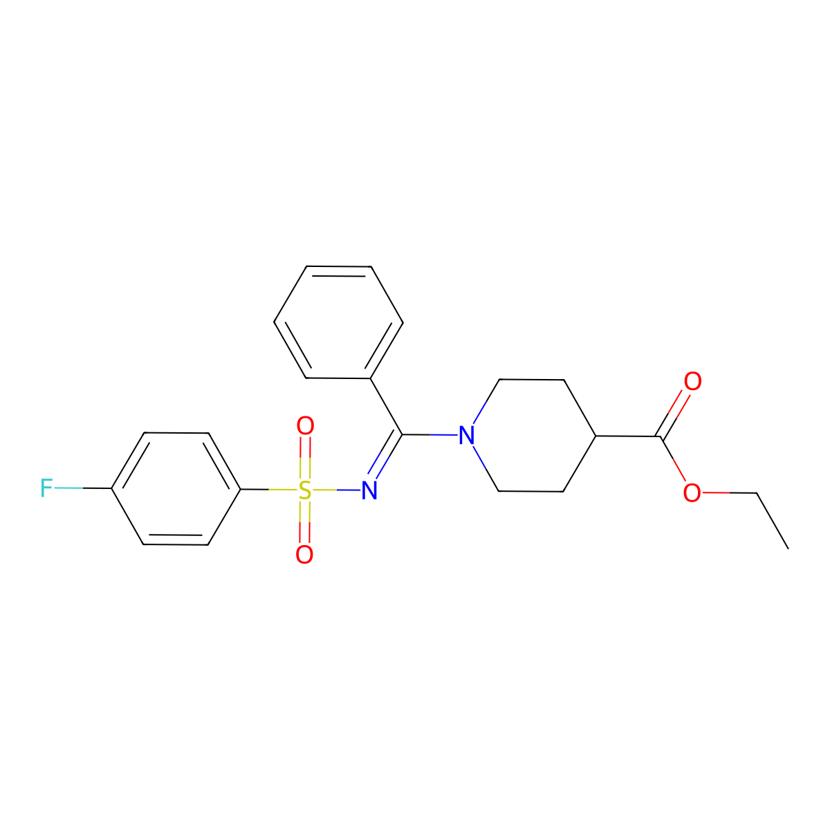 [(Z)-(4-ethoxycarbonyl-1-piperidyl)phenylmethyleneamino]-p-fluorophenyl(oxo)-lambda-sulfaniumolate molecular structure, CAS 716374-50-4