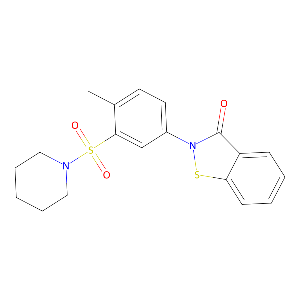 2-[4-Methyl-3-(piperidine-1-sulfonyl)phenyl]-2,3-dihydro-1,2-benzothiazol-3-one molecular structure, CAS 716376-21-5