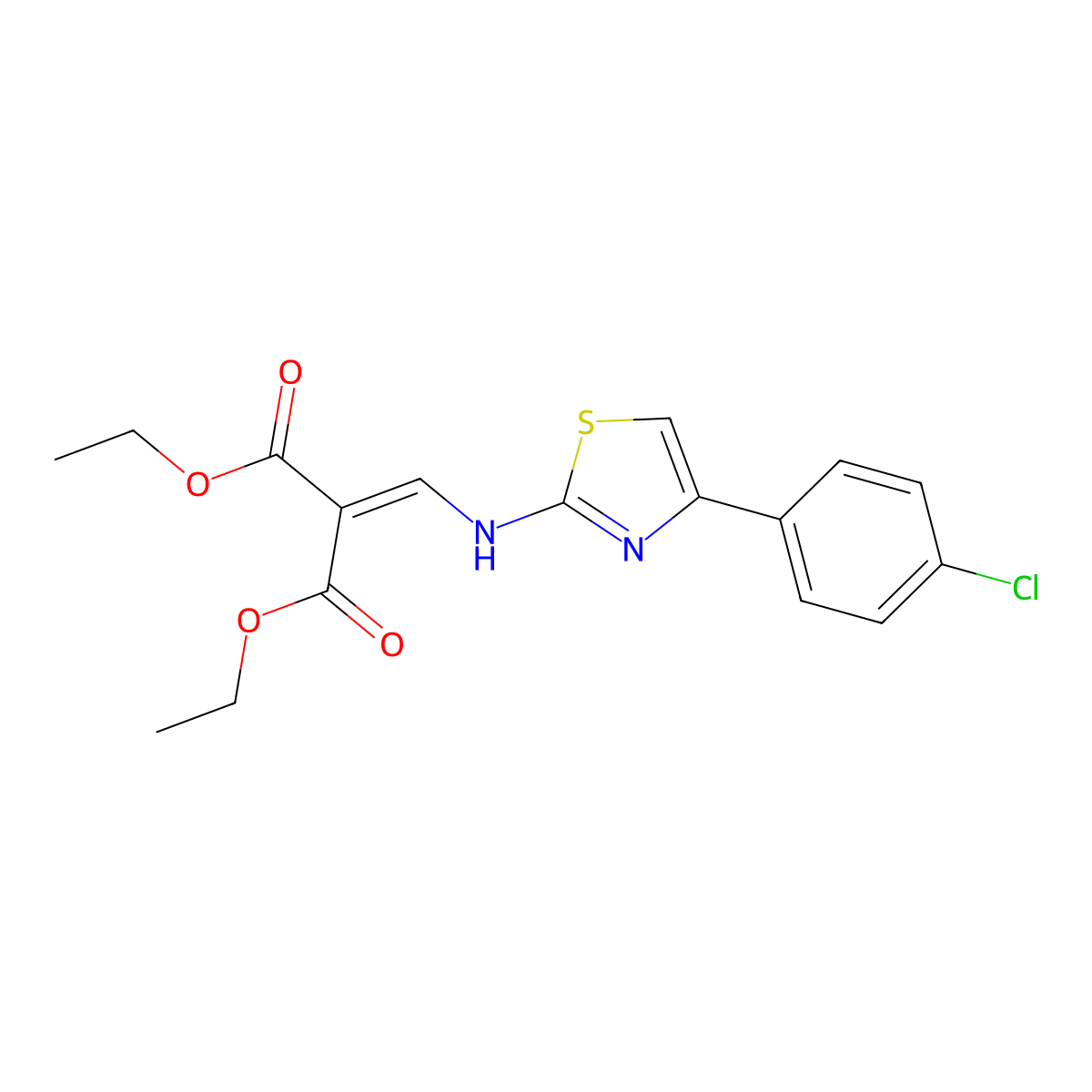 Diethyl 2-({[4-(4-chlorophenyl)-1,3-thiazol-2-yl]amino}methylene)malonate molecular structure, CAS 71638-84-1