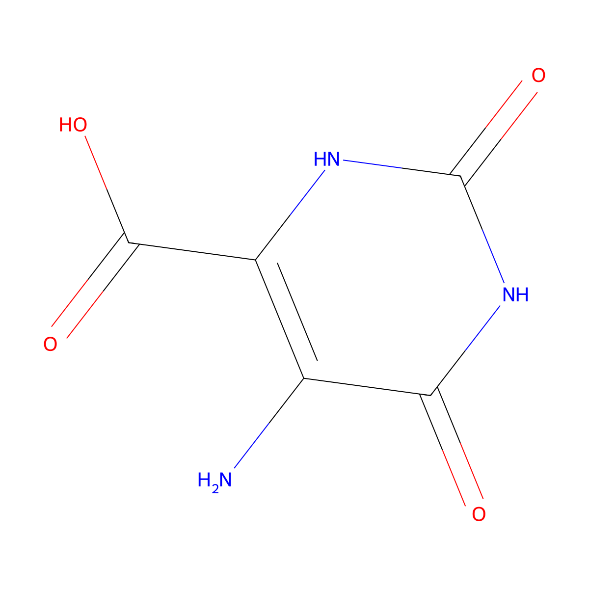 5-Amino-1,2,3,6-tetrahydro-2,6-dioxo-4-pyrimidinecarboxylic acid molecular structure, CAS 7164-43-4