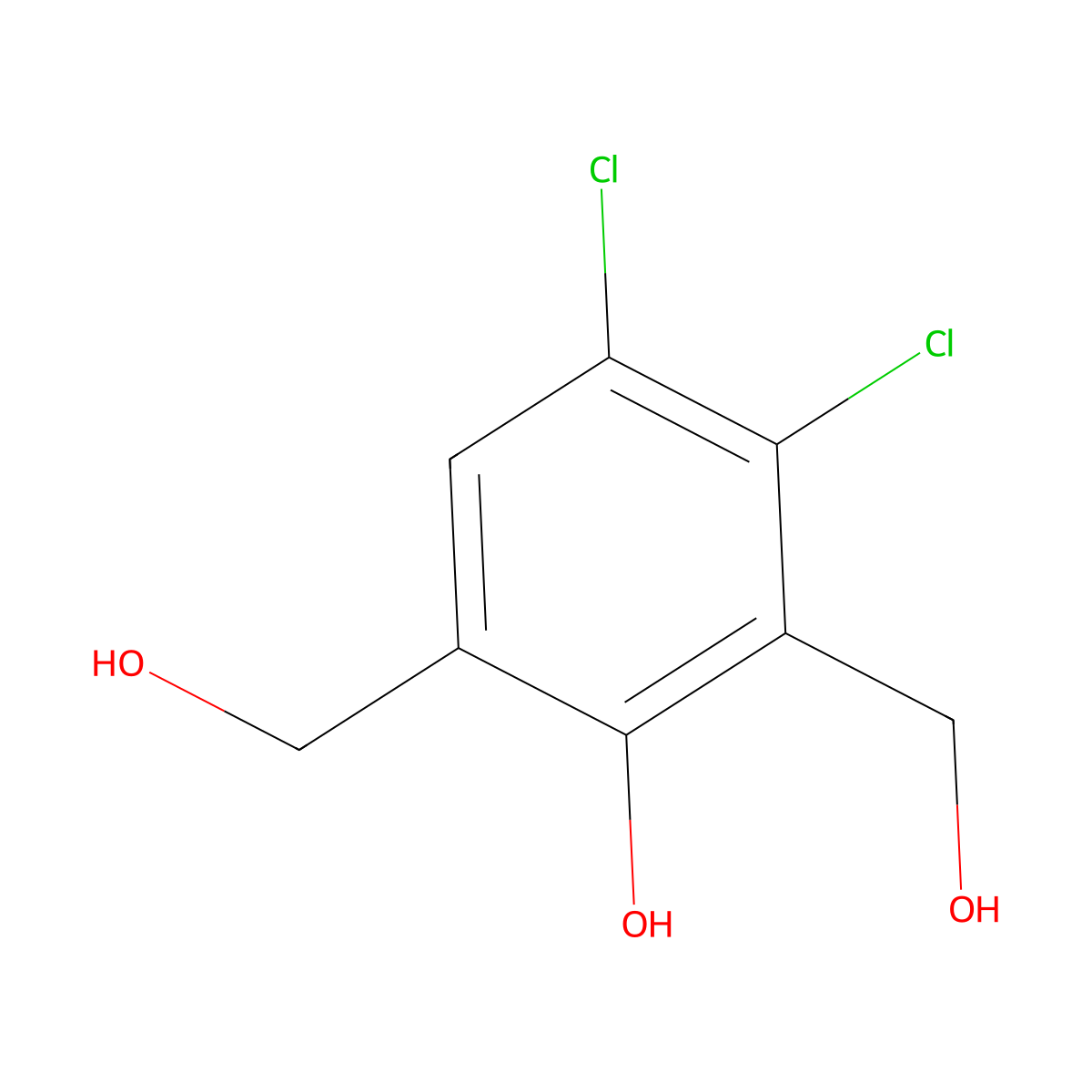 3,4-Dichloro-2,6-bis(hydroxymethyl)phenol molecular structure, CAS 71643-64-6