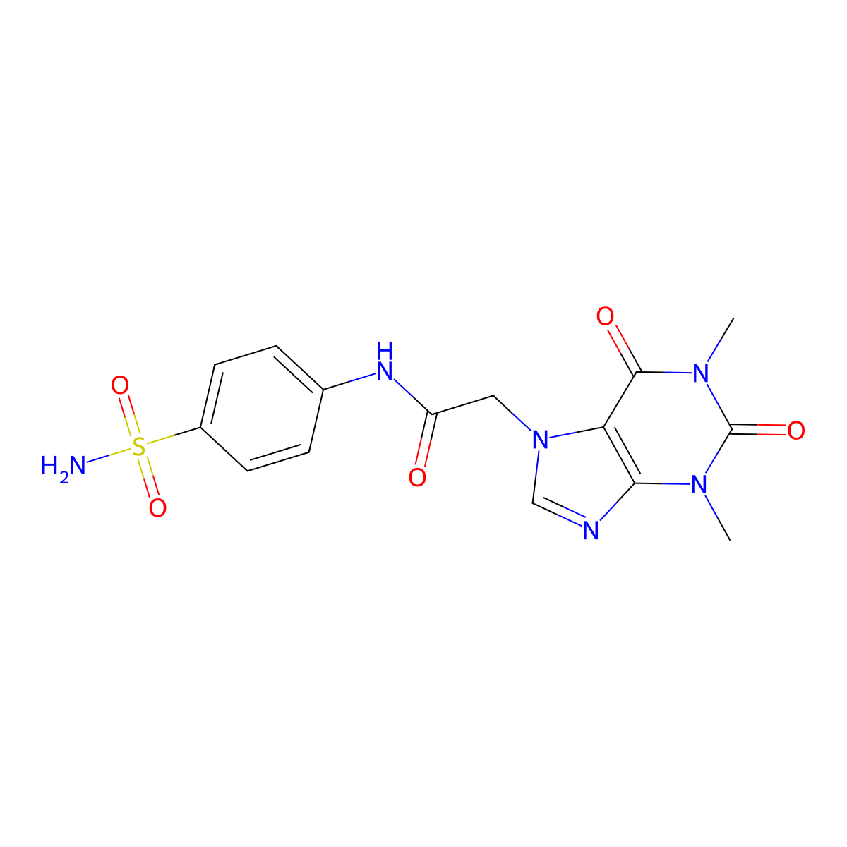 2-(1,3-dimethyl-2,6-dioxopurin-7-yl)-N-(4-sulfamoylphenyl)acetamide molecular structure, CAS 7165-27-7