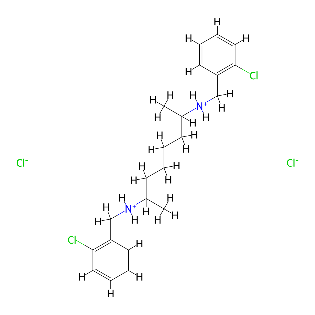 1,6-Hexanediamine, N,N'-bis(o-chlorobenzyl)-1,6-dimethyl-, dihydrochloride molecular structure, CAS 7165-63-1