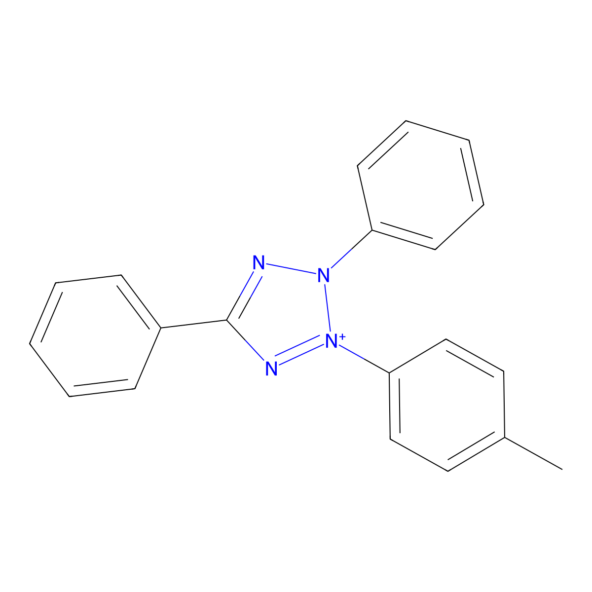 2-(4-Methylphenyl)-3,5-diphenyltetrazol-2-ium molecular structure, CAS 71658-33-8