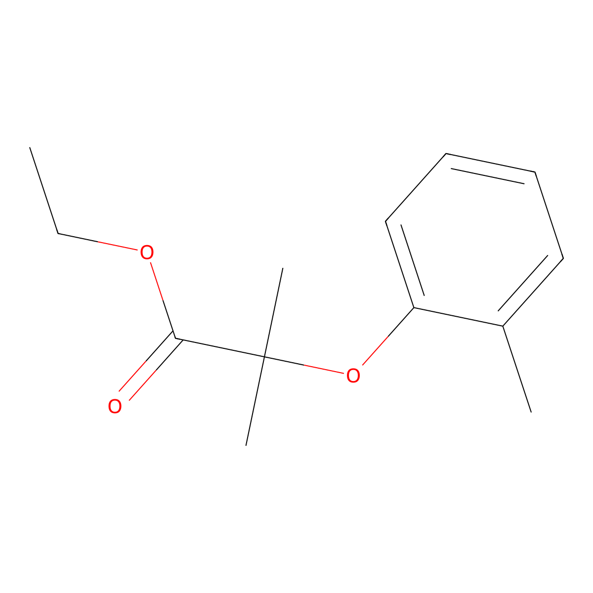 Ethyl 2-methyl-2-(2-methylphenoxy)propanoate molecular structure, CAS 71659-82-0