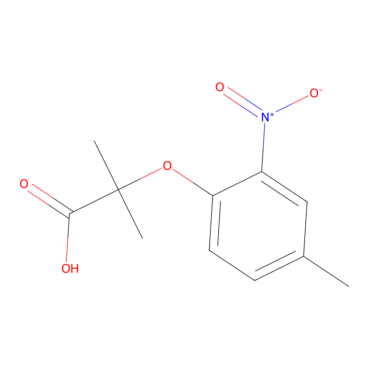 2-Methyl-2-(4-methyl-2-nitrophenoxy)propanoic acid molecular structure, CAS 71659-83-1