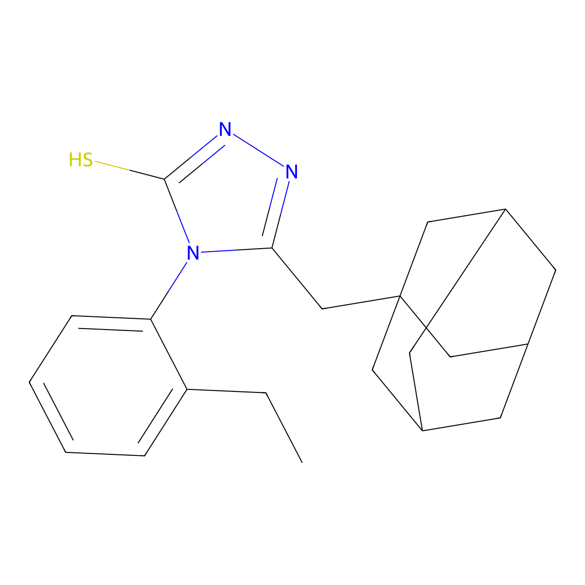 3-(1-adamantylmethyl)-4-(2-ethylphenyl)-1H-1,2,4-triazole-5-thione molecular structure, CAS 7166-91-8
