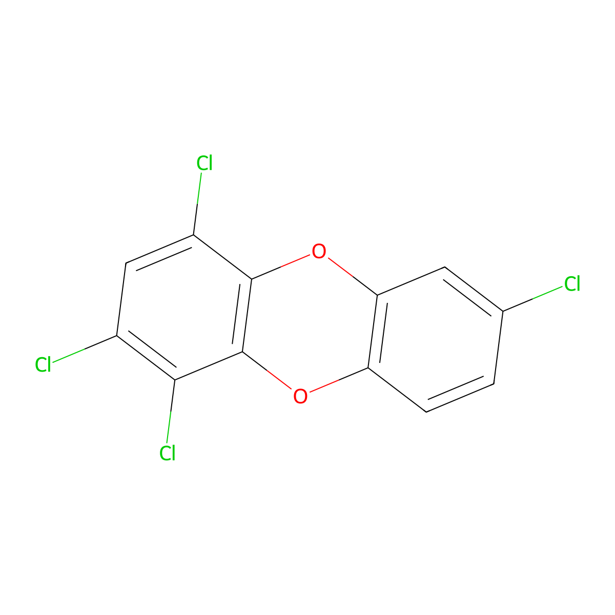 1,2,4,7-Tetrachlorodibenzo-P-dioxin molecular structure, CAS 71669-28-8