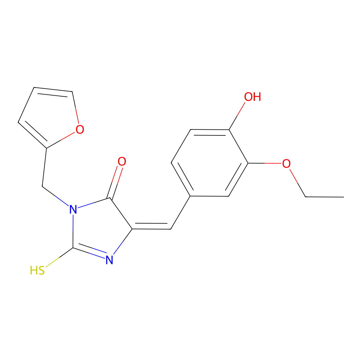 5-[(3-Ethoxy-4-hydroxyphenyl)methylidene]-3-[(furan-2-yl)methyl]-2-sulfanylideneimidazolidin-4-one molecular structure, CAS 7167-07-9