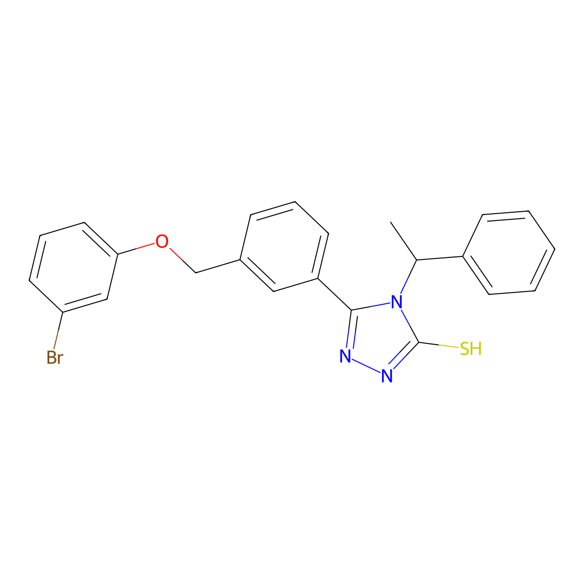 5-{3-[(3-Bromophenoxy)methyl]phenyl}-4-(1-phenylethyl)-2,4-dihydro-3H-1,2,4-triazole-3-thione molecular structure, CAS 7167-10-4