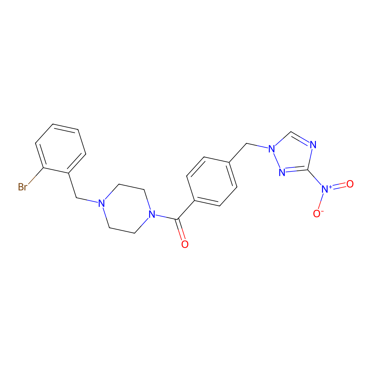 [4-[(2-Bromophenyl)methyl]piperazin-1-yl]-[4-[(3-nitro-1,2,4-triazol-1-yl)methyl]phenyl]methanone molecular structure, CAS 7167-13-7
