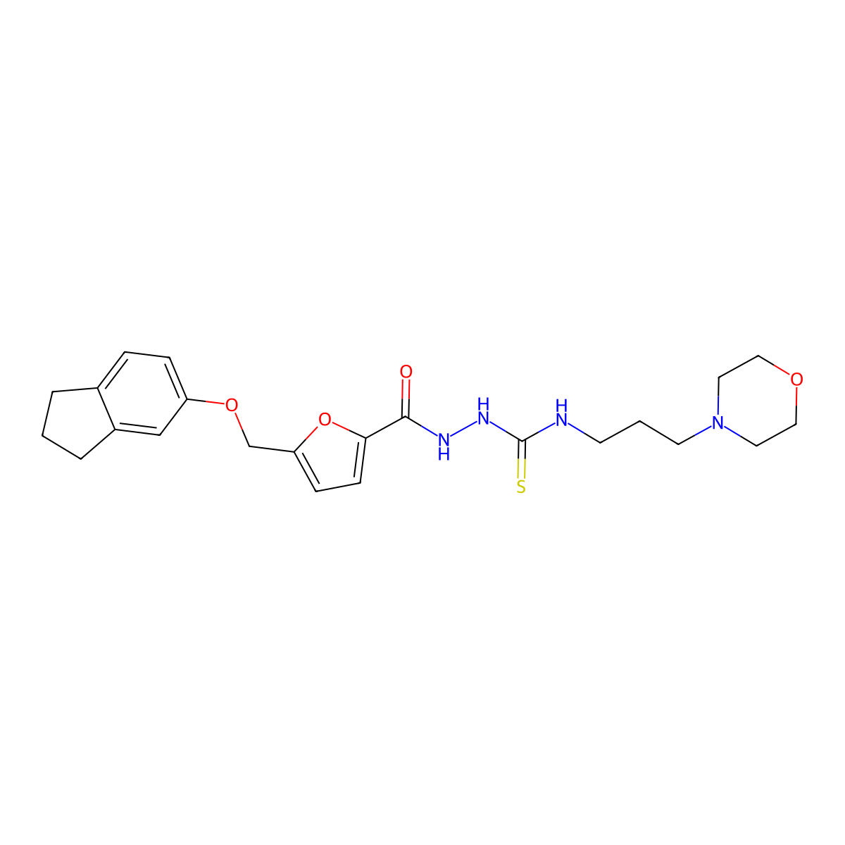 1-[[5-(2,3-dihydro-1H-inden-5-yloxymethyl)furan-2-carbonyl]amino]-3-(3-morpholin-4-ylpropyl)thiourea molecular structure, CAS 7167-16-0