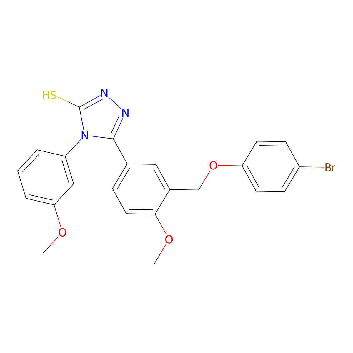 5-{3-[(4-bromophenoxy)methyl]-4-methoxyphenyl}-4-(3-methoxyphenyl)-4H-1,2,4-triazole-3-thiol molecular structure, CAS 7167-39-7