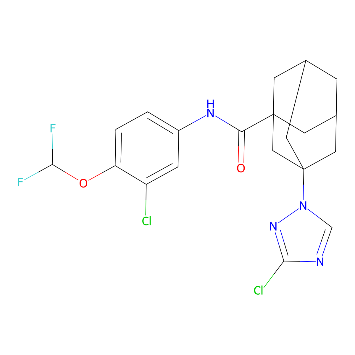 N-[3-chloro-4-(difluoromethoxy)phenyl]-3-(3-chloro-1,2,4-triazol-1-yl)adamantane-1-carboxamide molecular structure, CAS 7167-40-0