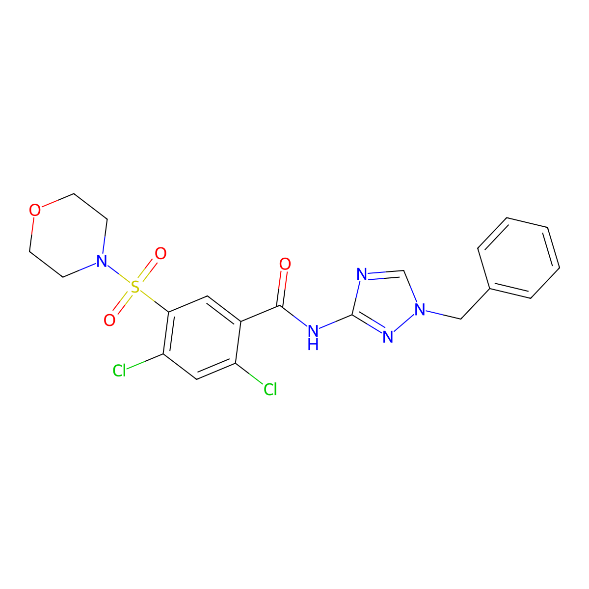 N-(1-benzyl-1,2,4-triazol-3-yl)-2,4-dichloro-5-morpholin-4-ylsulfonylbenzamide molecular structure, CAS 7167-53-5