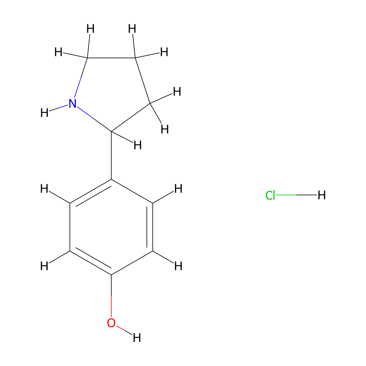 4-(Pyrrolidin-2-yl)phenol hydrochloride molecular structure, CAS 7167-72-8