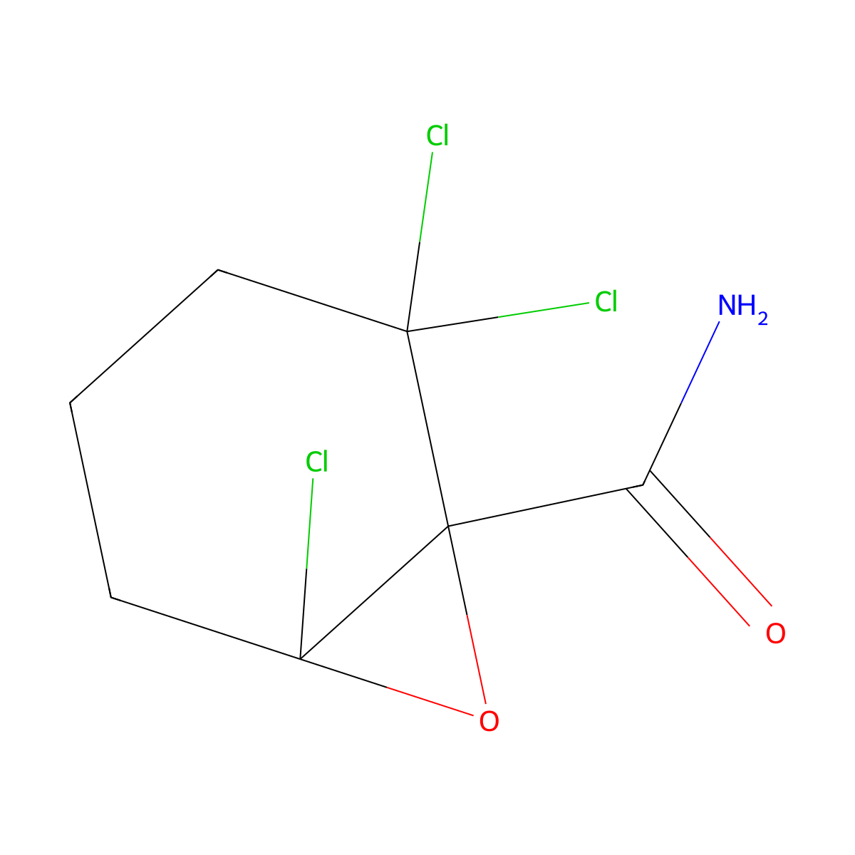 2,2,6-Trichloro-7-oxabicyclo[4.1.0]heptane-1-carboxamide molecular structure, CAS 71672-80-5