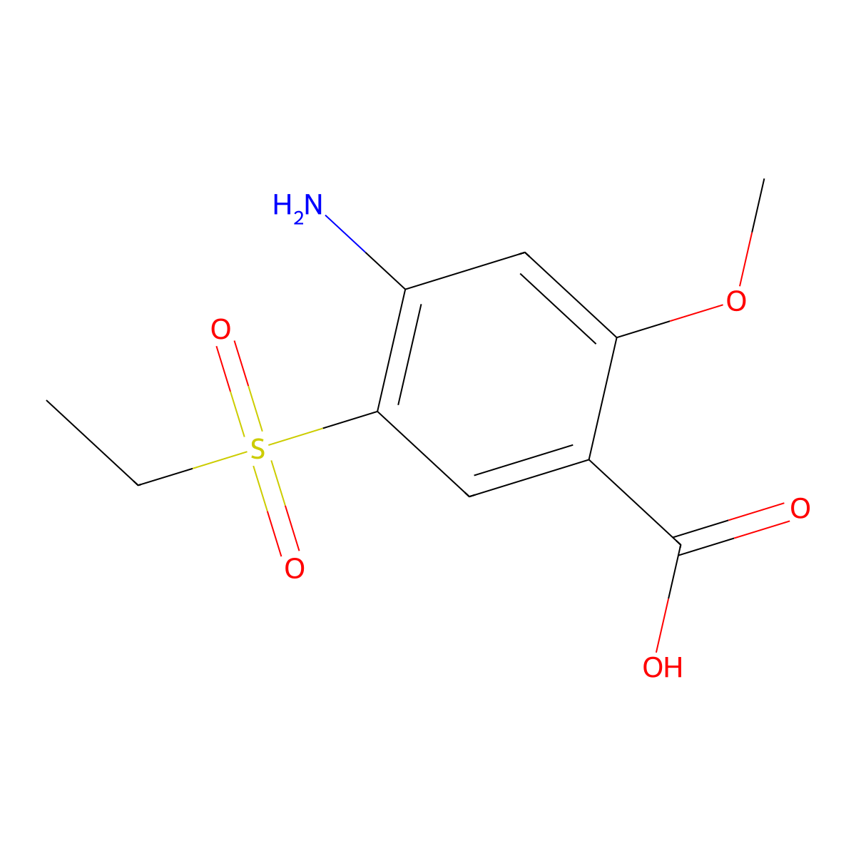 4-Amino-5-(ethylsulphonyl)-o-anisic acid molecular structure, CAS 71675-87-1