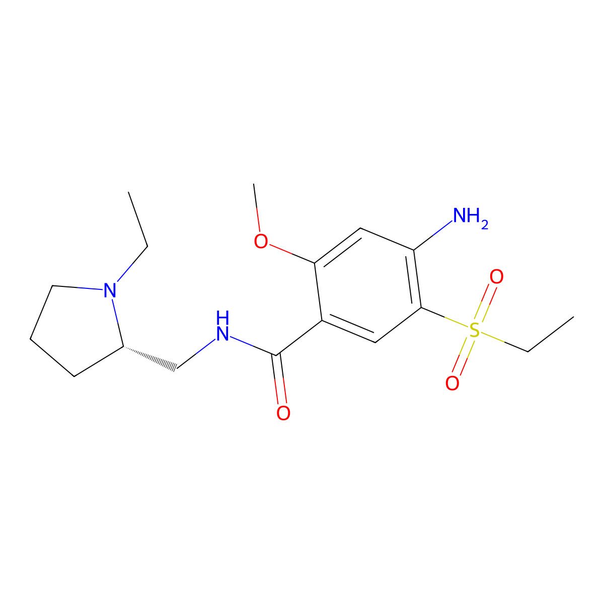 S-(-)-Amisulpride molecular structure, CAS 71675-92-8
