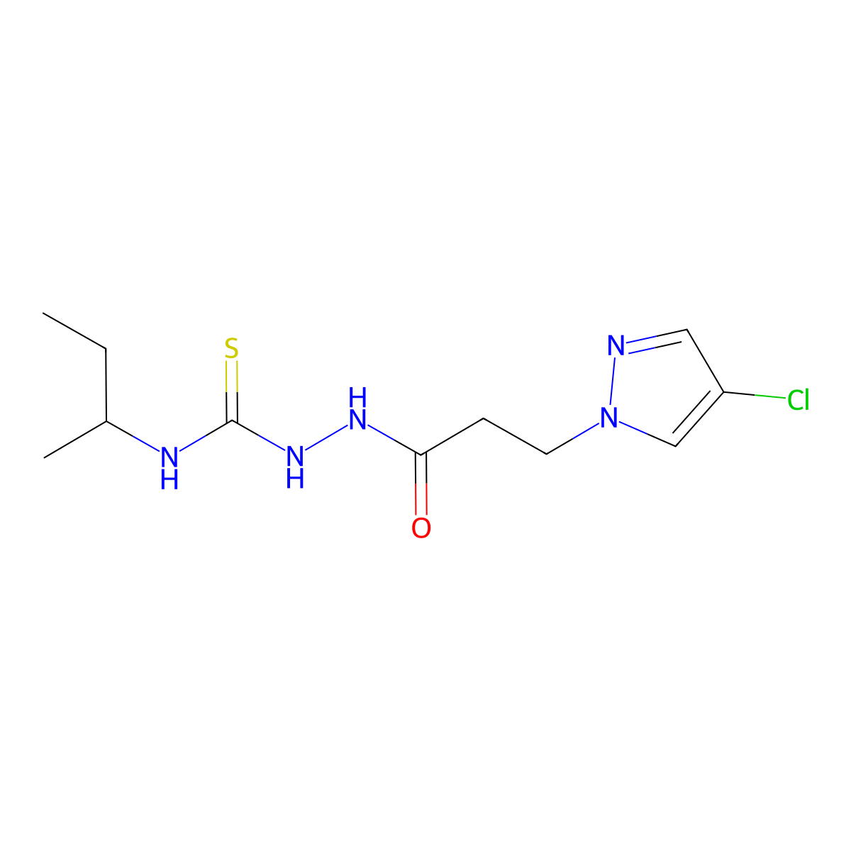 1-Butan-2-yl-3-[3-(4-chloropyrazol-1-yl)propanoylamino]thiourea molecular structure, CAS 7168-03-8