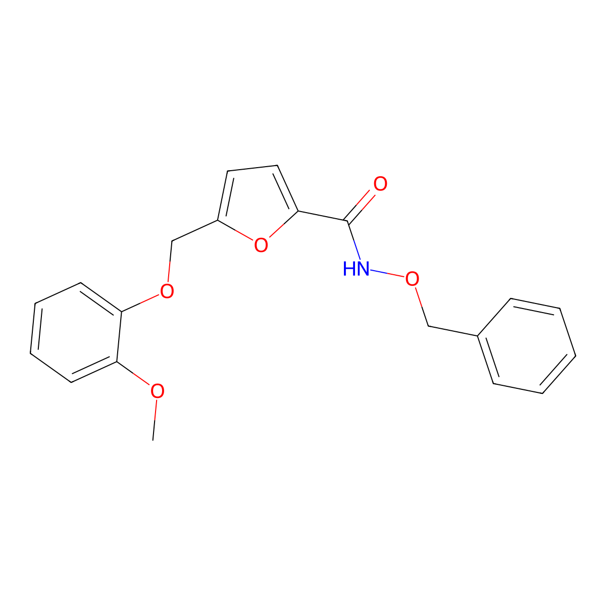 N-(benzyloxy)-5-[(2-methoxyphenoxy)methyl]furan-2-carboxamide molecular structure, CAS 7168-87-8
