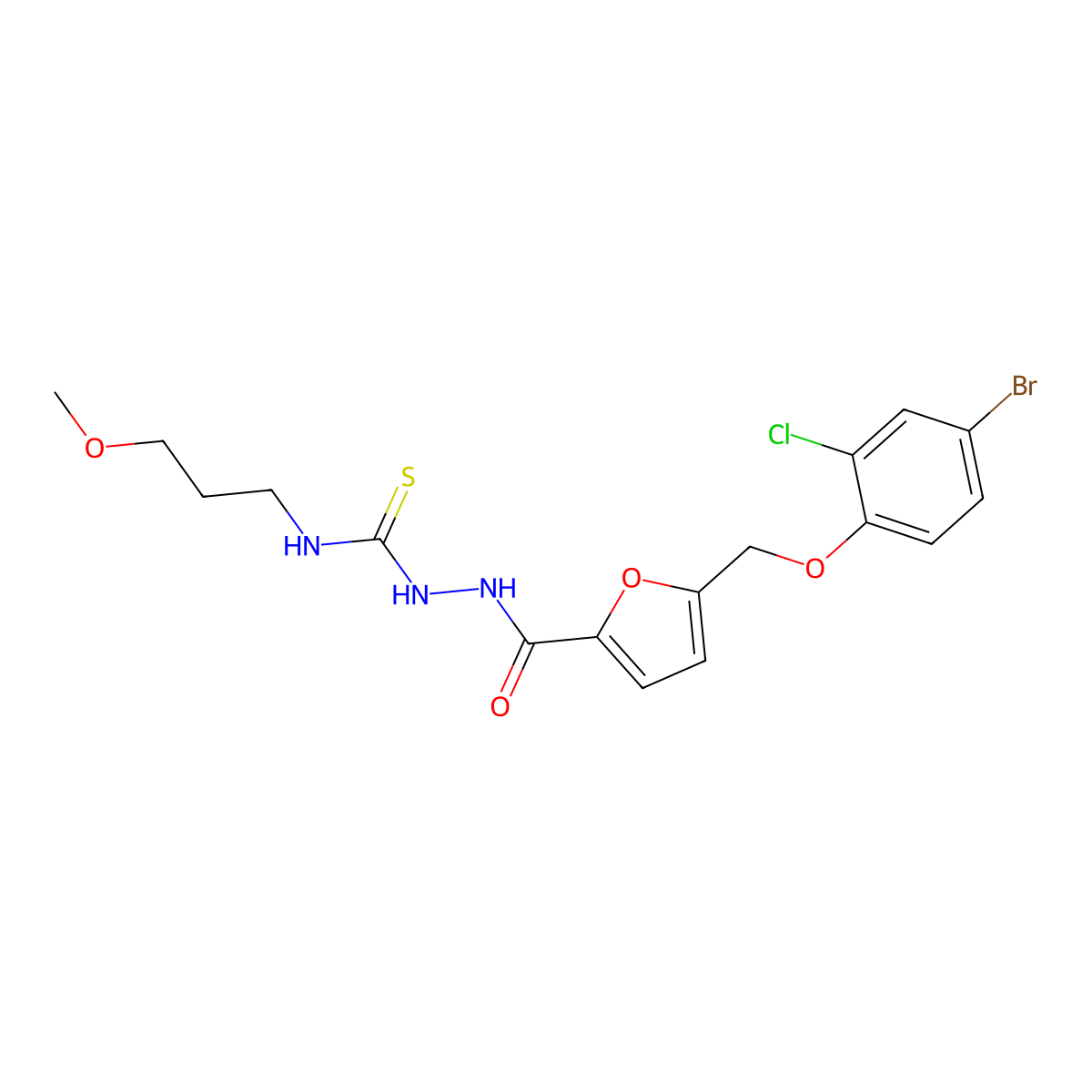 2-{5-[(4-Bromo-2-chlorophenoxy)methyl]furan-2-carbonyl}-N-(3-methoxypropyl)hydrazine-1-carbothioamide molecular structure, CAS 7169-19-9