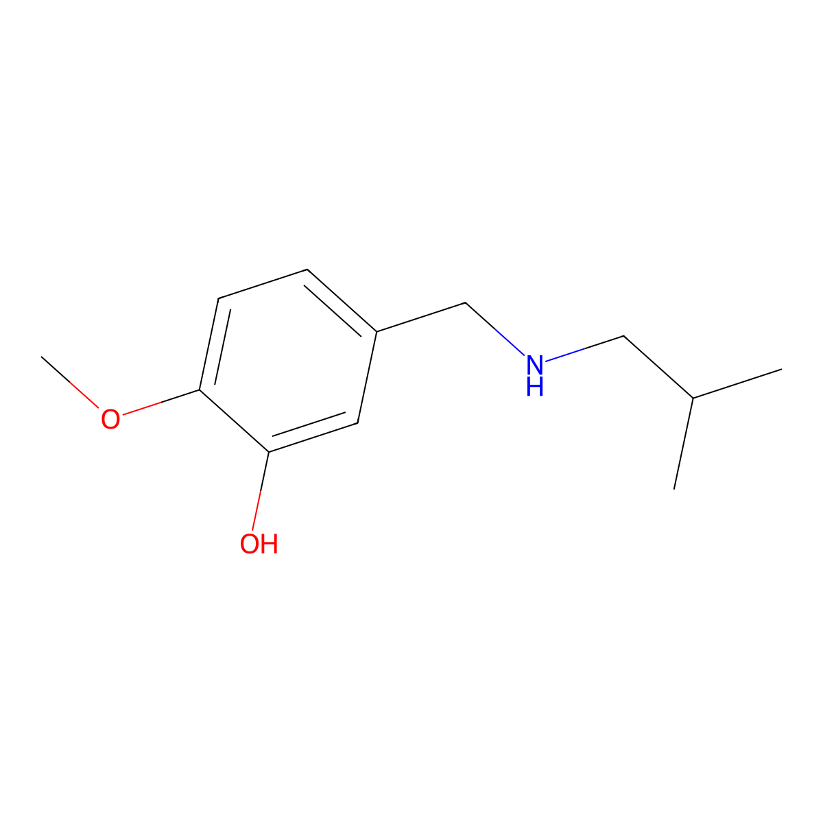 2-Methoxy-5-{[(2-methylpropyl)amino]methyl}phenol molecular structure, CAS 71691-15-1