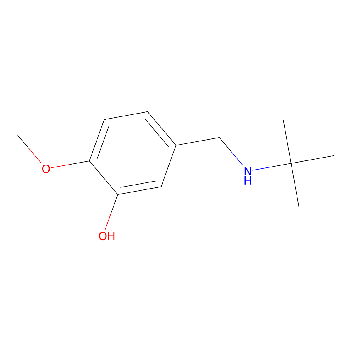 5-[(Tert-butylamino)methyl]-2-methoxyphenol molecular structure, CAS 71691-16-2