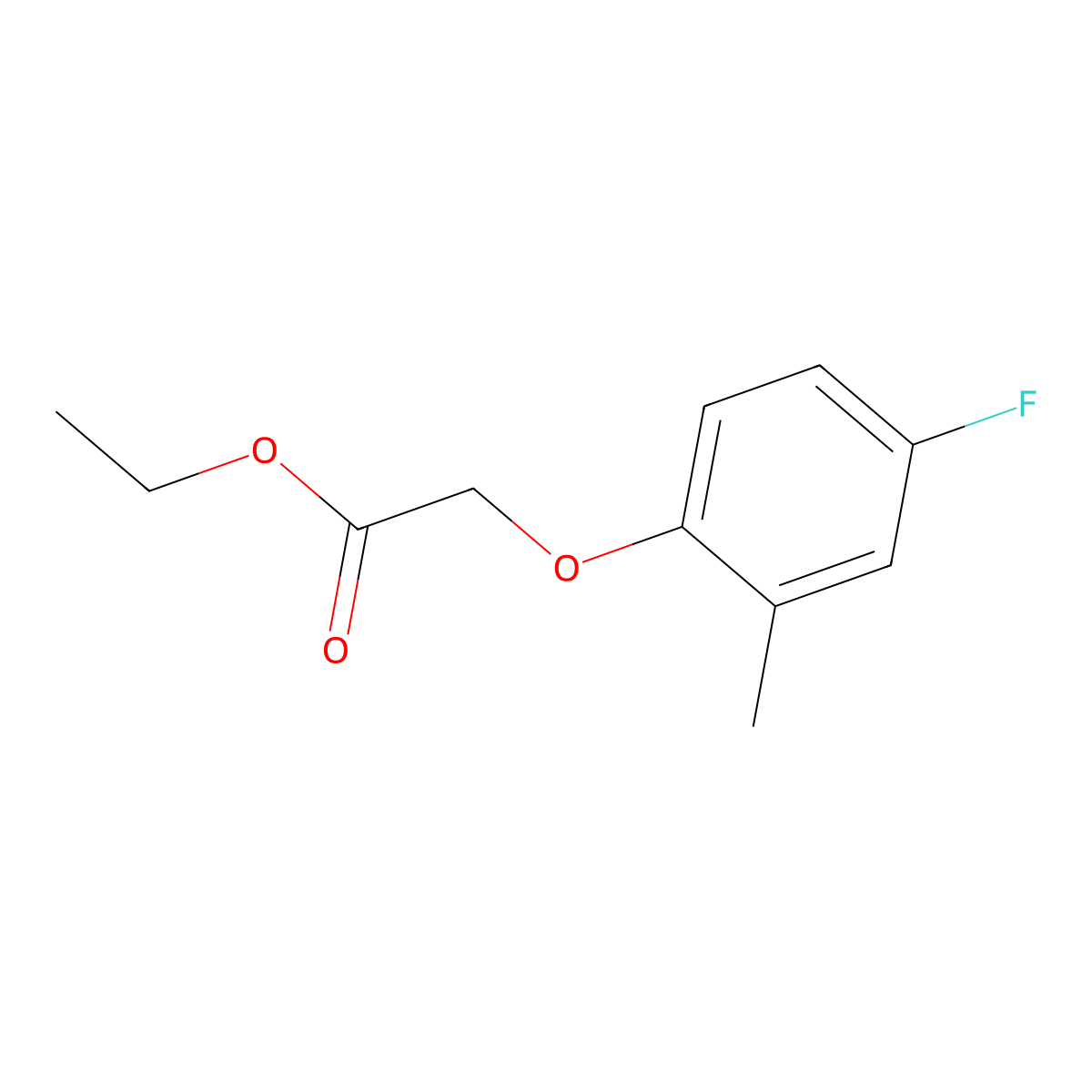 Ethyl 2-(4-fluoro-2-methyl-phenoxy)acetate molecular structure, CAS 717-29-3