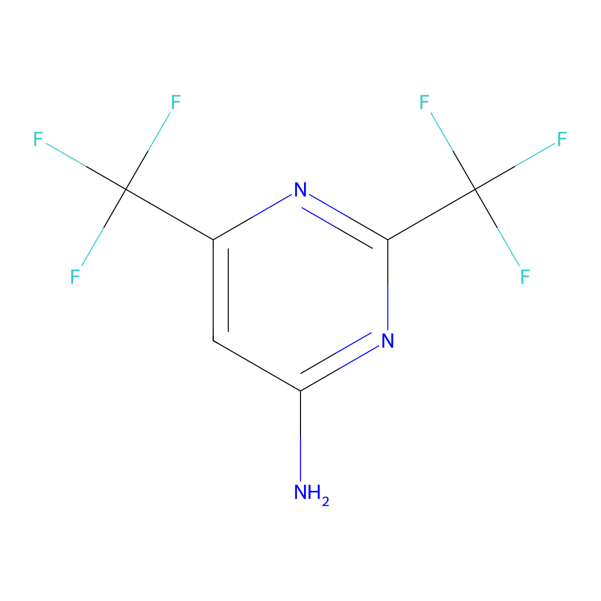 2,6-Bis(trifluoromethyl)pyrimidin-4-amine molecular structure, CAS 717-61-3