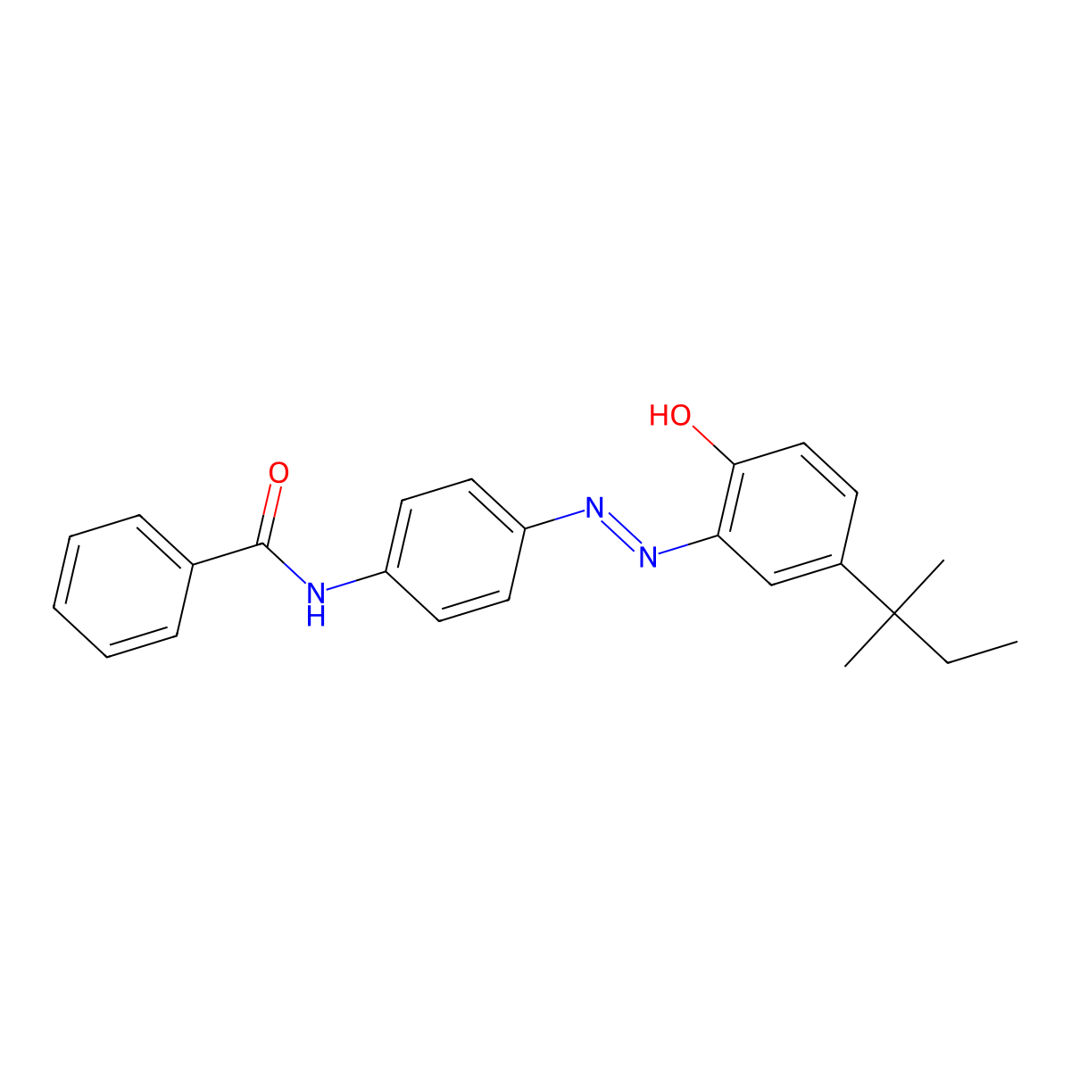 Benzamide, N-(4-(2-(5-(1,1-dimethylpropyl)-2-hydroxyphenyl)diazenyl)phenyl)- molecular structure, CAS 71701-24-1