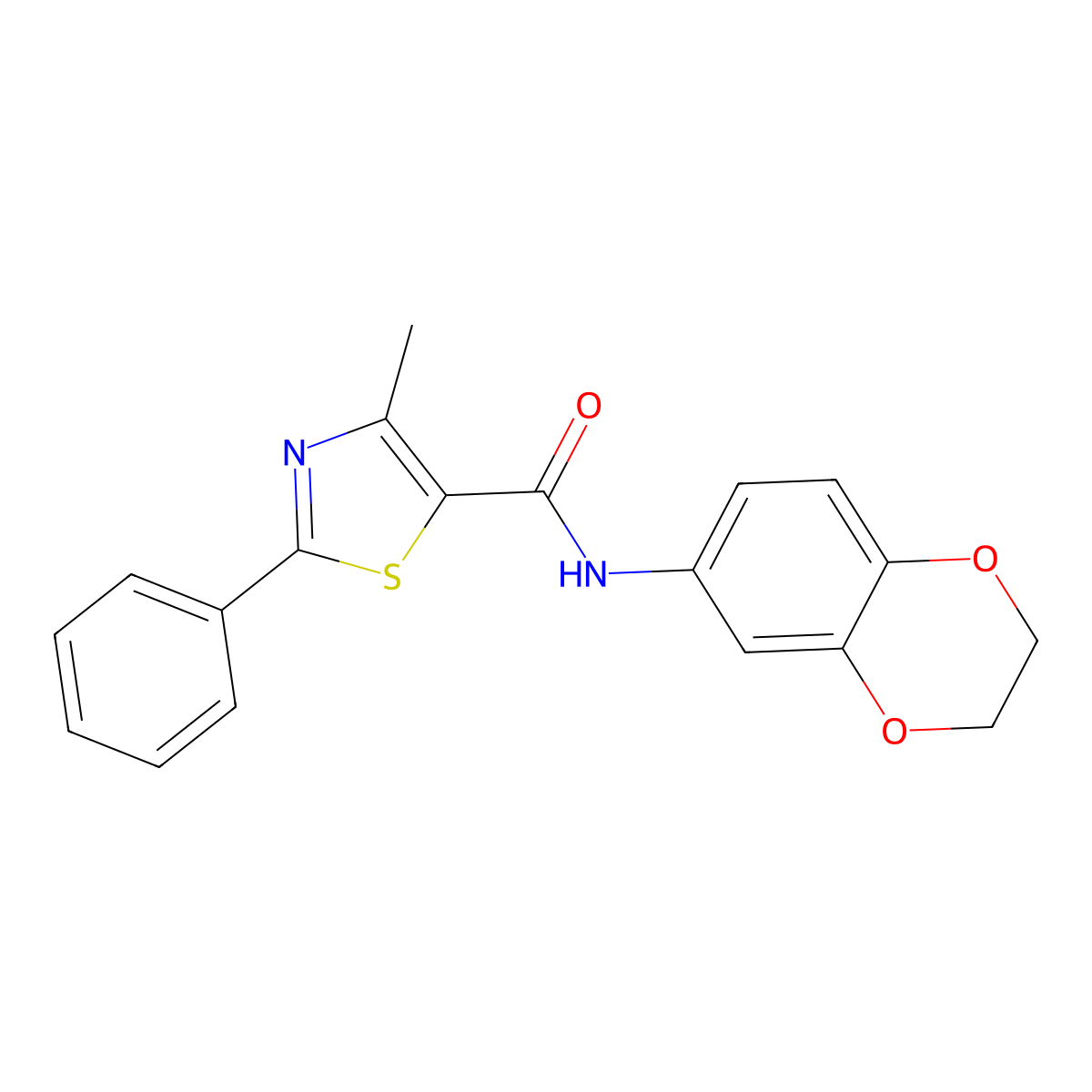 N-(2,3-dihydro-1,4-benzodioxin-6-yl)-4-methyl-2-phenyl-1,3-thiazole-5-carboxamide molecular structure, CAS 717097-90-0