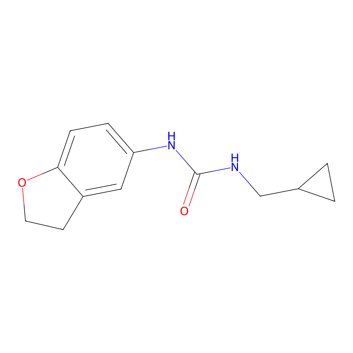 1-(Cyclopropylmethyl)-3-(2,3-dihydro-1-benzofuran-5-yl)urea molecular structure, CAS 717098-24-3