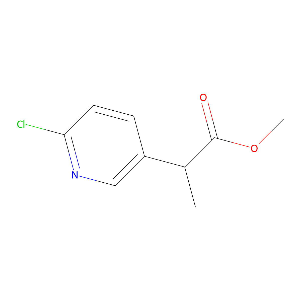 Methyl 2-(6-chloropyridin-3-yl)propanoate molecular structure, CAS 717106-72-4