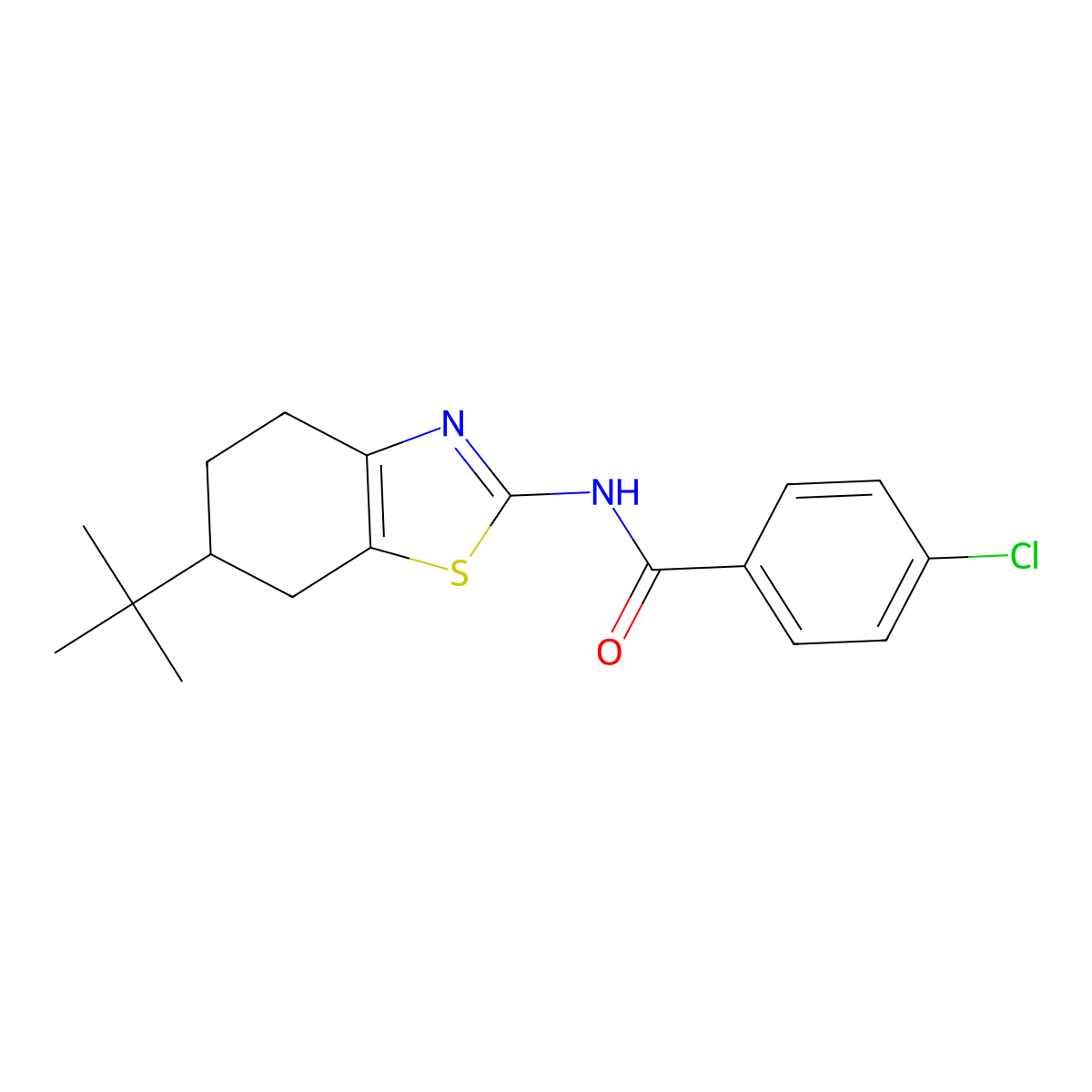 N-(6-tert-butyl-4,5,6,7-tetrahydro-1,3-benzothiazol-2-yl)-4-chlorobenzamide molecular structure, CAS 717118-95-1