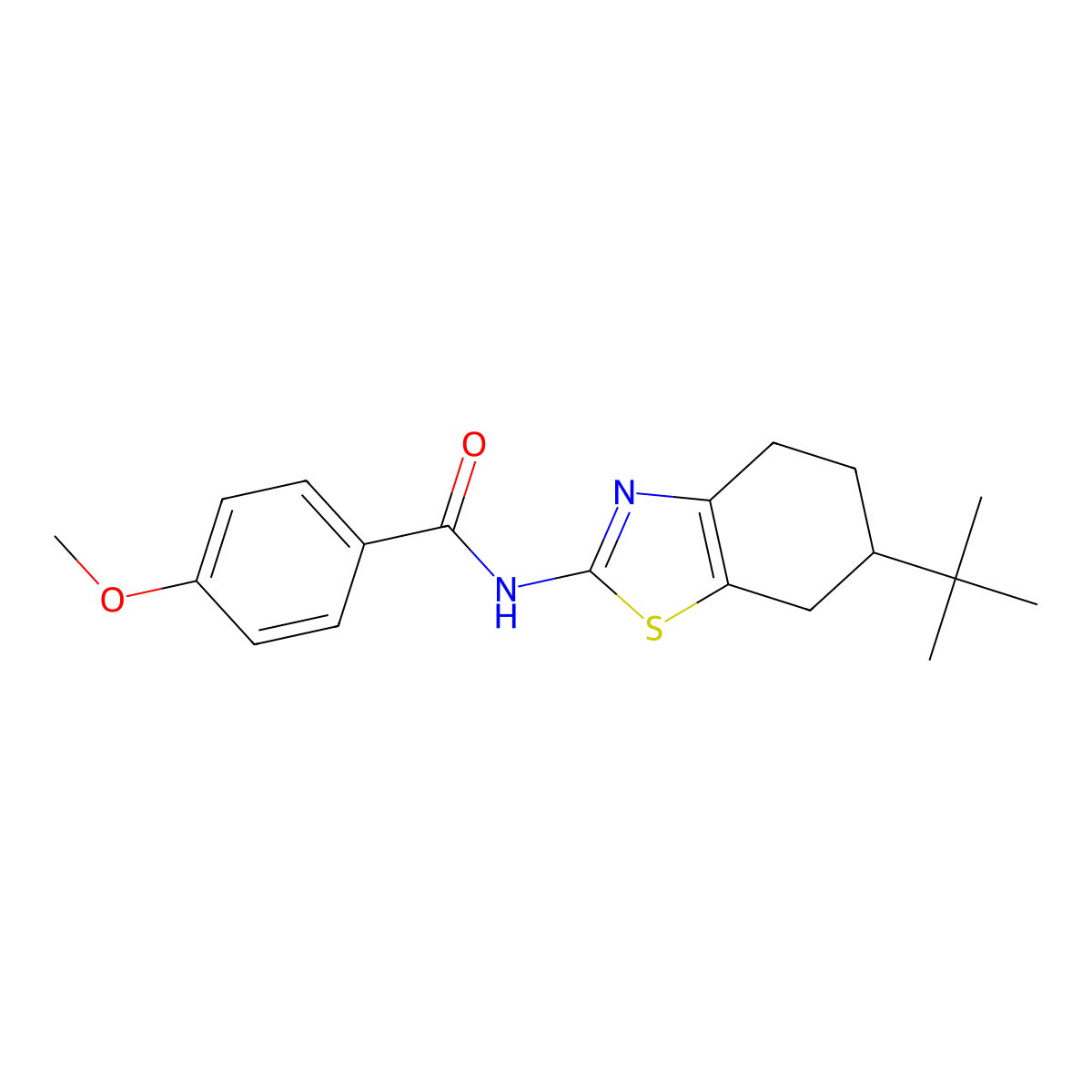 N-(6-tert-butyl-4,5,6,7-tetrahydro-1,3-benzothiazol-2-yl)-4-methoxybenzamide molecular structure, CAS 717118-96-2
