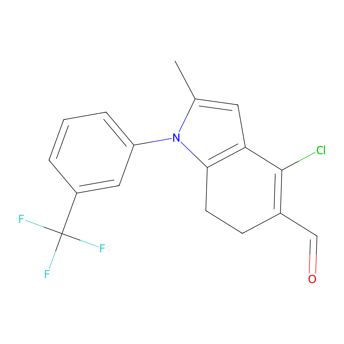 4-Chloro-2-methyl-1-[3-(trifluoromethyl)phenyl]-6,7-dihydroindole-5-carbaldehyde molecular structure, CAS 717119-62-5
