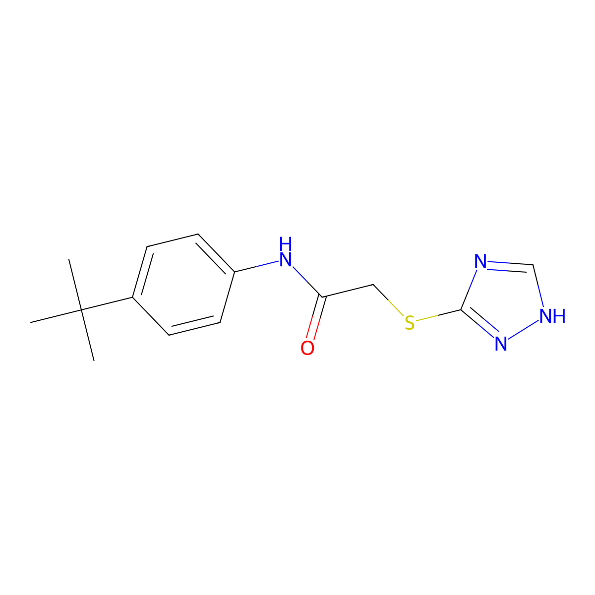 N-tert-butylphenyl)-2-(1H-1,2,4-triazol-3-ylsulfanyl)acetamide molecular structure, CAS 717130-47-7