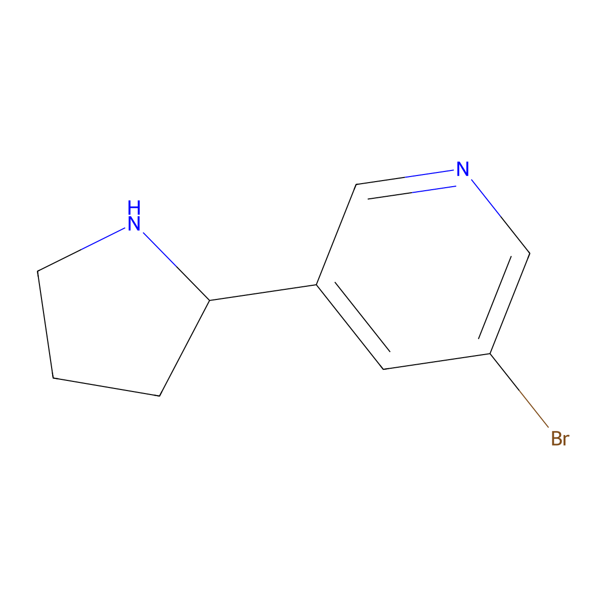 3-Bromo-5-(pyrrolidin-2-yl)pyridine molecular structure, CAS 71719-06-7