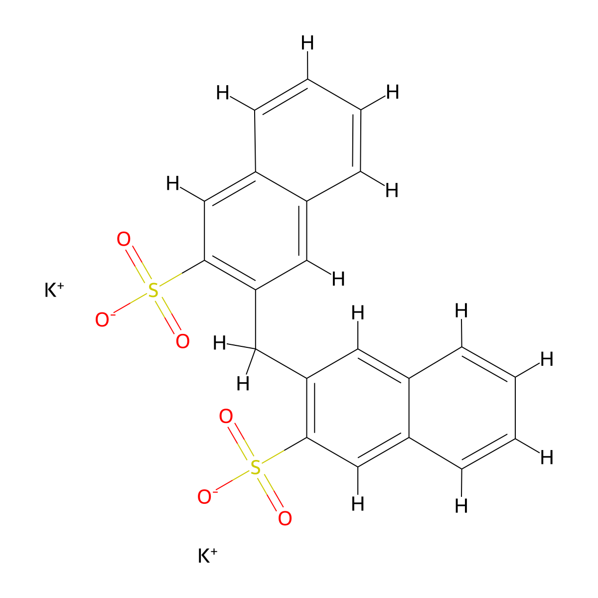 Dipotassium 3,3'-methylenedi(naphthalene-2-sulphonate) molecular structure, CAS 71720-60-0