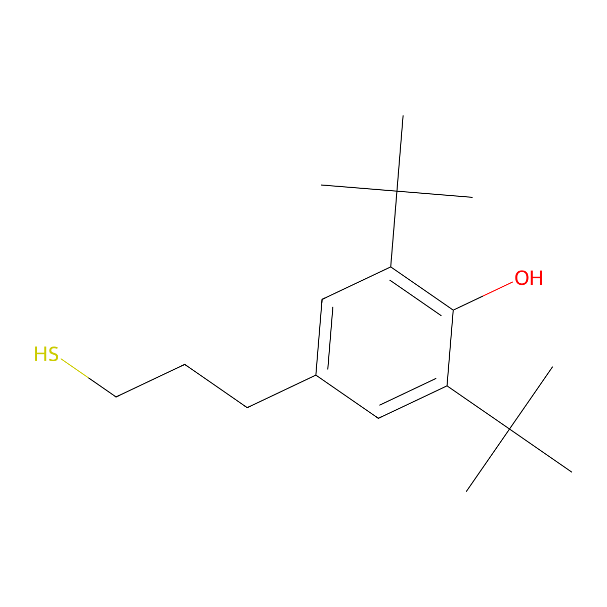 2,6-Ditert-butyl-4-(3-sulfanylpropyl)phenol molecular structure, CAS 71728-85-3